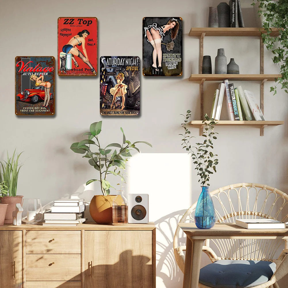 8x12 Pin-Up Girl Metal Sign – Retro Tin Wall Art for Garage & Bar Decor | Liberty Signs #ZH3004