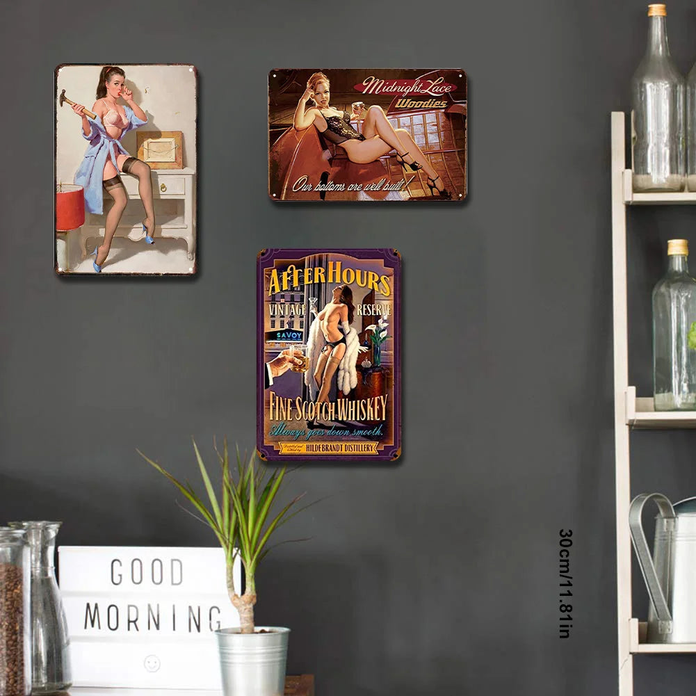 8x12 Pin-Up Girl Metal Sign – Retro Tin Wall Art for Garage & Bar Decor | Liberty Signs #ZH3003