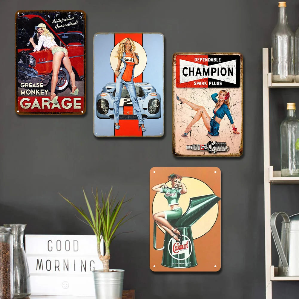 8x12 Pin-Up Girl Metal Sign – Retro Tin Wall Art for Garage & Bar Decor | Liberty Signs #ZH3001