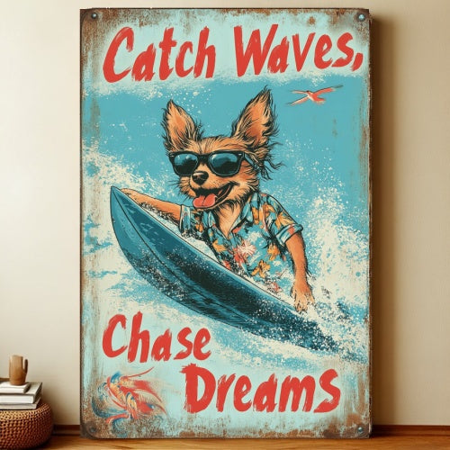 chatch waves-8x12 Funny Quote Metal Sign – Hilarious Tin Wall Art for Office & Garage | Liberty Signs #9006