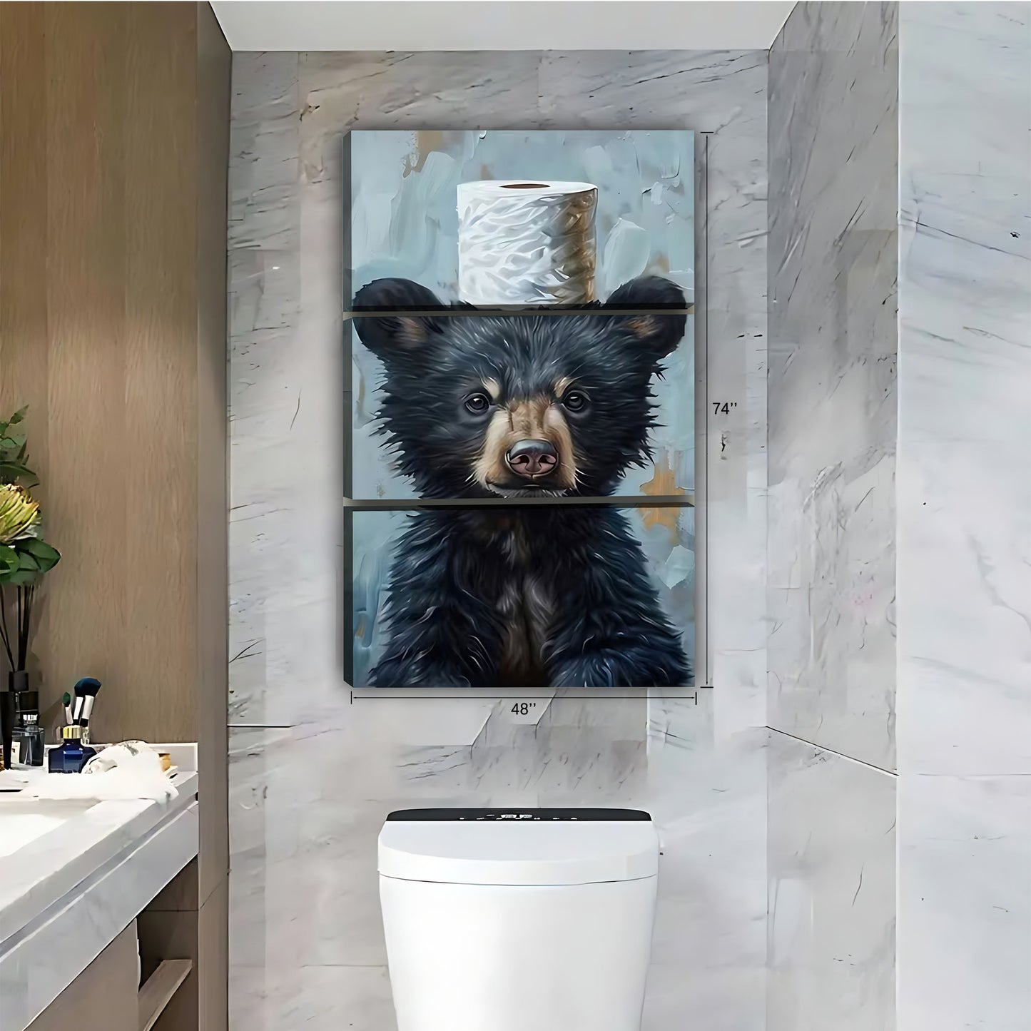 Funny Bear Art - Canvas Wall Art - Abstract Funny Living Room Decor| Liberty Signs #SZ216