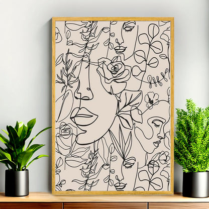 12x18 Neutral Abstract Framed Wall Art – Minimalist Line Art for Office or Studio | Liberty Signs  #M3010