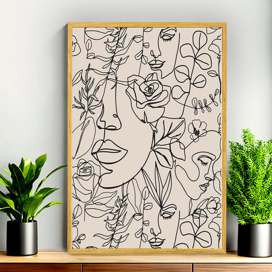 12x18 Neutral Abstract Framed Wall Art – Minimalist Line Art for Office or Studio | Liberty Signs  #M3010