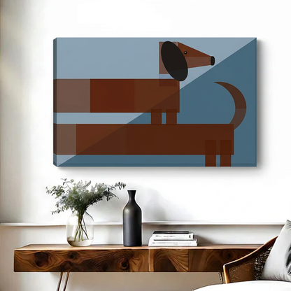Geometric Dachshund Canvas Wall Art | Framed & Unframed l4990