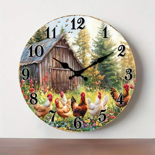 10x10 Decorative Wall Clock  – Ticking Wooden Wall Clock for Living Room or Hallway | Liberty Signs#S1006
