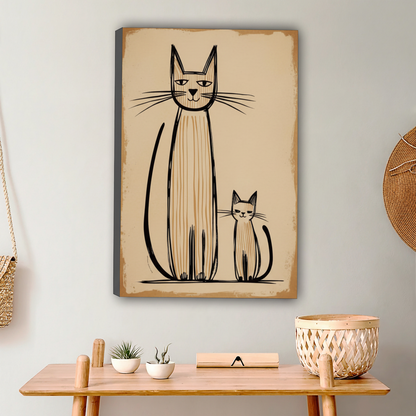 Minimalist Cat Wall Art – Vintage Line Drawing Canvas Print|Liberty Signs #L1670