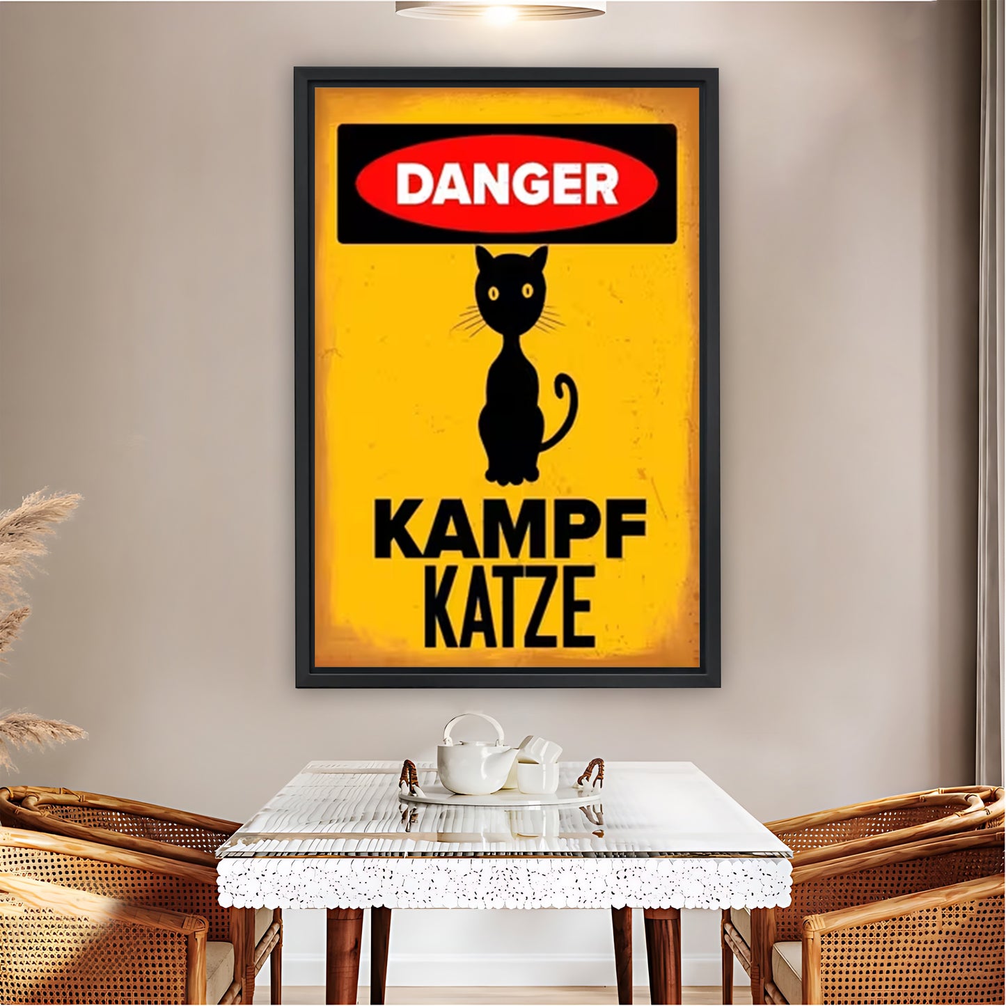 DANGER Kampf Katze Black Cat Warning Sign Art Print| Liberty Signs #L1547