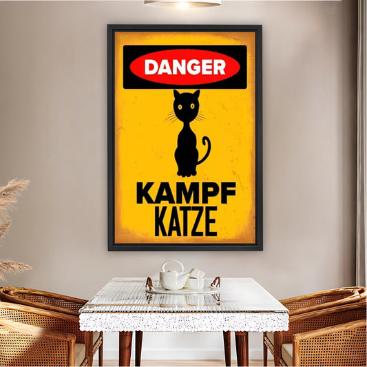 DANGER Kampf Katze Black Cat Warning Sign Art Print| Liberty Signs #L1547