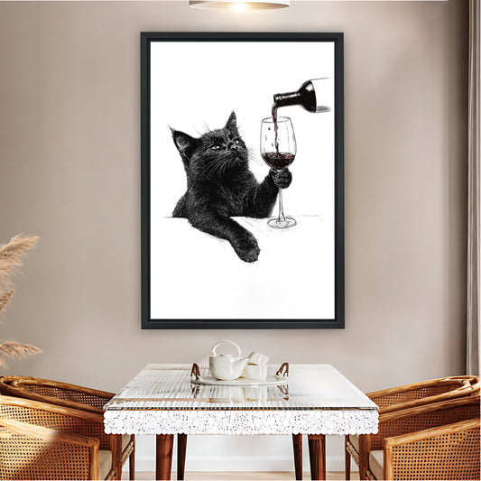 Vogue Black Cat Wine Glass Wall Art| Liberty Signs #L1529