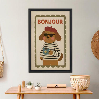 Bonjour French Dog Coffee Art|Liberty Signs #L529