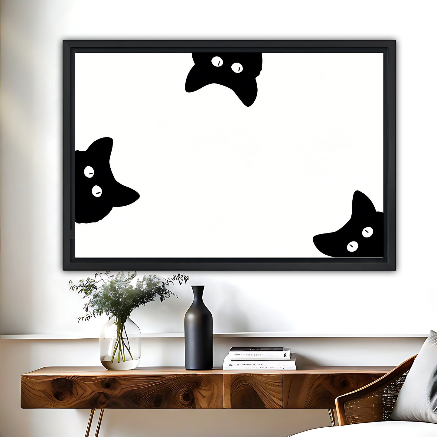 Minimalist Black Cat Wall Art Print | Modern Home Decor|Liberty Signs #L565