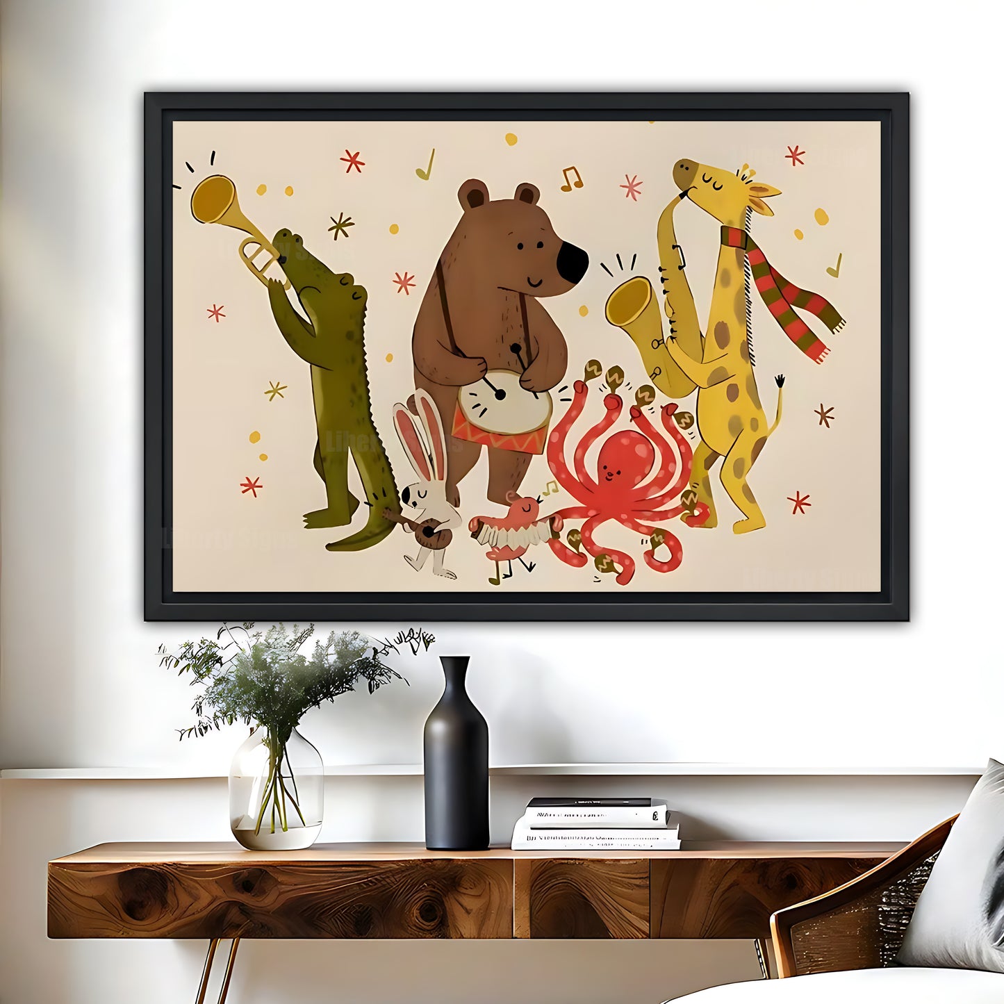 Animal Band Wall Art - Whimsical Nursery Canvas Print|Liberty Signs #L342
