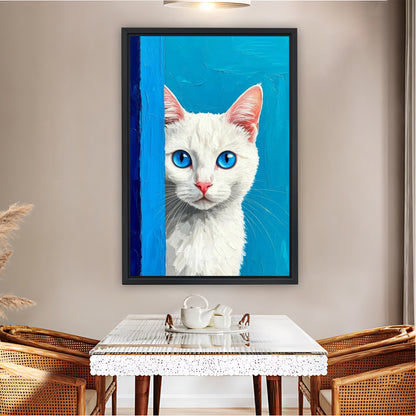 White Cat with Stunning Blue Eyes Wall Art Print| Liberty Signs #L1585