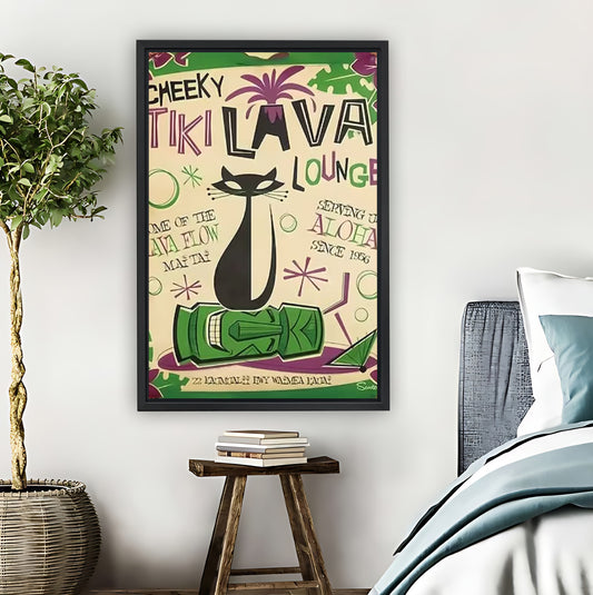 Vintage Tiki Cat Lounge Art Print| Liberty Signs #L1625