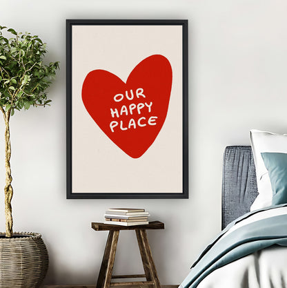 "Our Happy Place" Red Heart Typography Wall Art|Liberty Signs #L809
