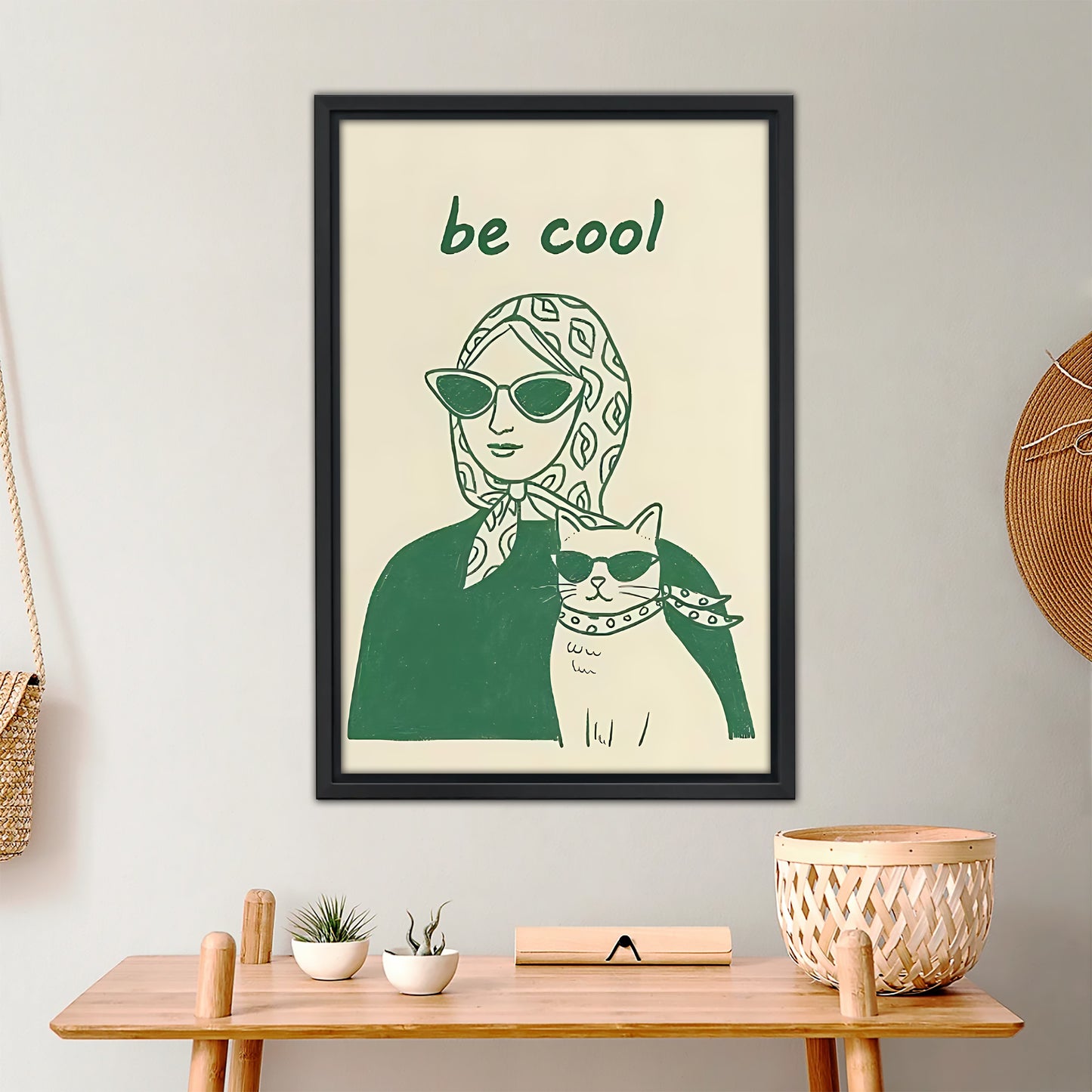 Be Cool Retro Cat & Woman Illustration Print|Liberty Signs #L386