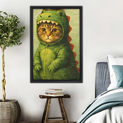 Cat in Dinosaur Costume Funny Vintage Wall Art|Liberty Signs #L553