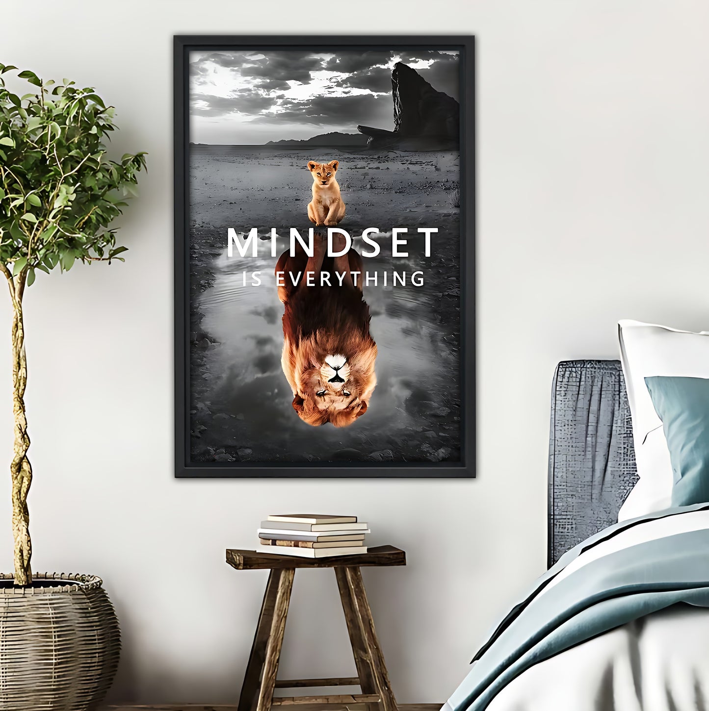Mindset is Everything Cub & Lion Motivational Wall Art|Liberty Signs #L401