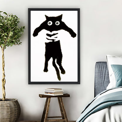Funny Jumping Black Cat Silhouette Wall Art Print| Liberty Signs #L1591