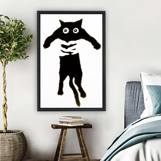 Funny Jumping Black Cat Silhouette Wall Art Print| Liberty Signs #L1591