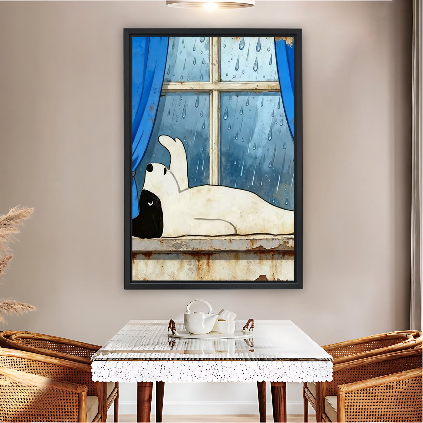 Cozy Cat Napping in Rainy Window Wall Art Print| Liberty Signs #L1597