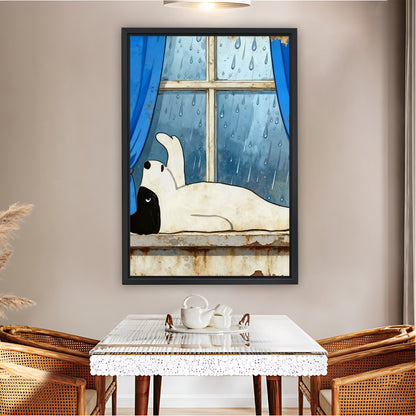 Cozy Cat Napping in Rainy Window Wall Art Print| Liberty Signs #L1597