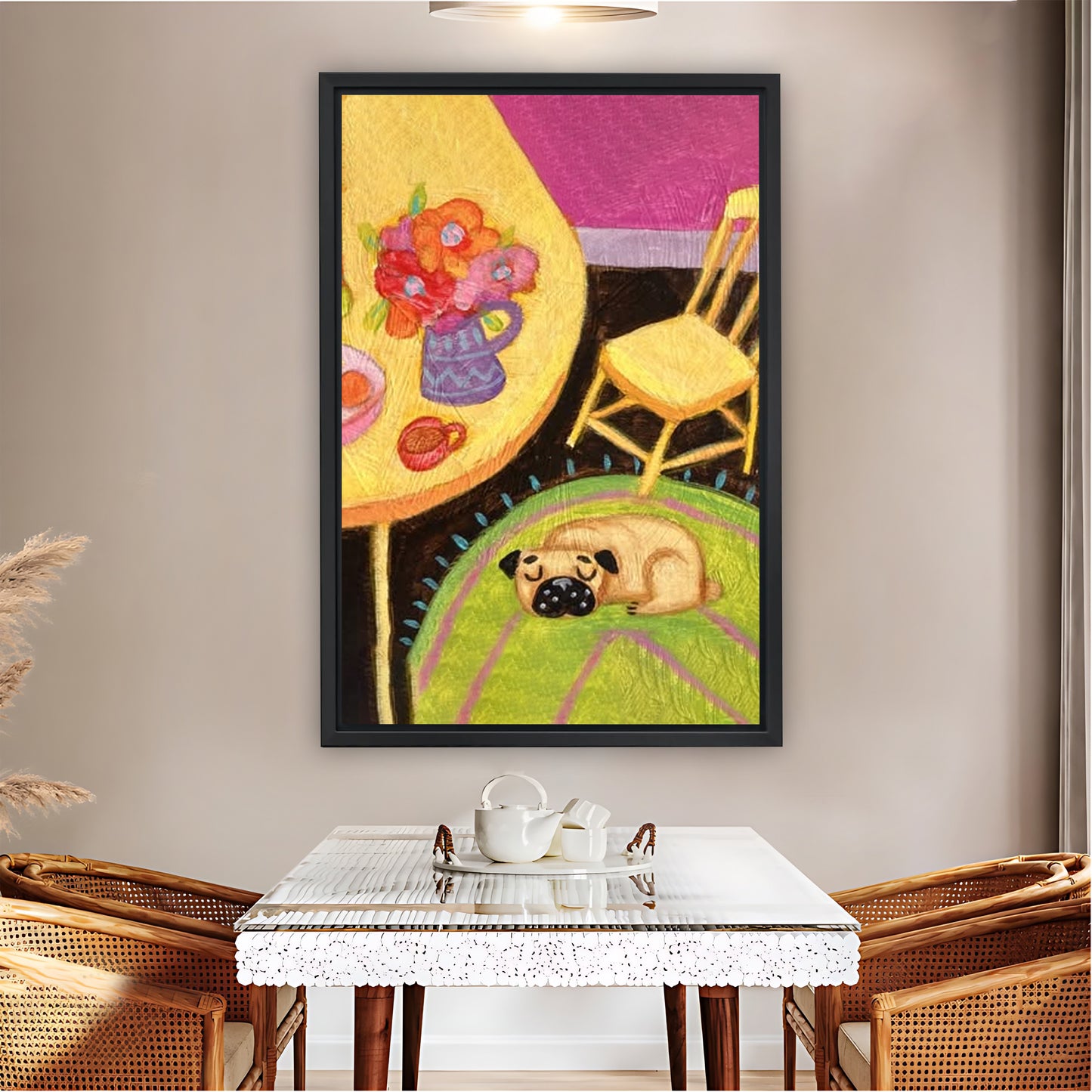 Cozy Sleeping Pug Kitchen Table Wall Art Print| Liberty Signs #L1571