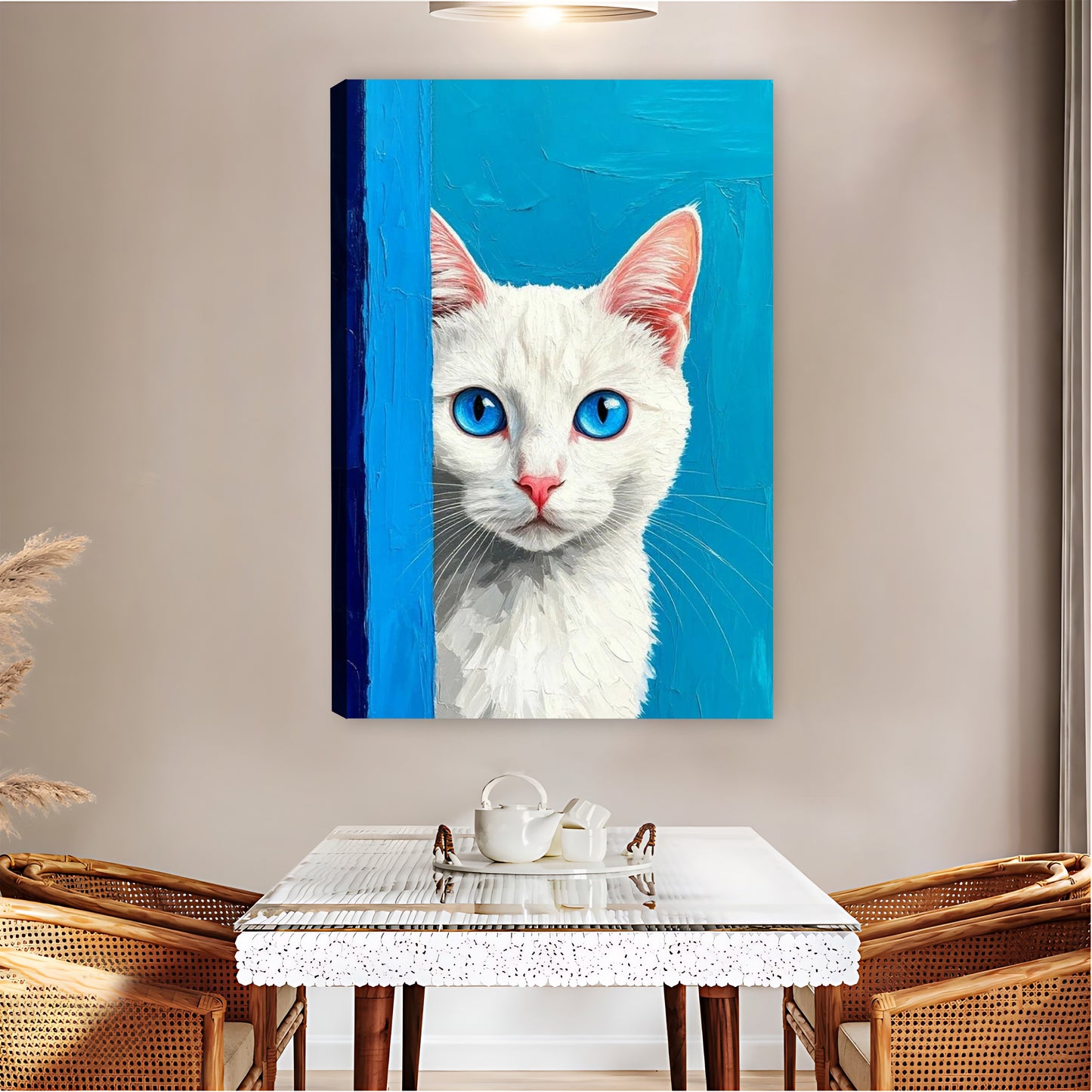 White Cat with Stunning Blue Eyes Wall Art Print| Liberty Signs #L1585