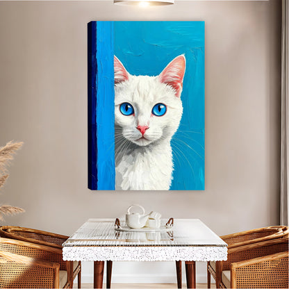 White Cat with Stunning Blue Eyes Wall Art Print| Liberty Signs #L1585