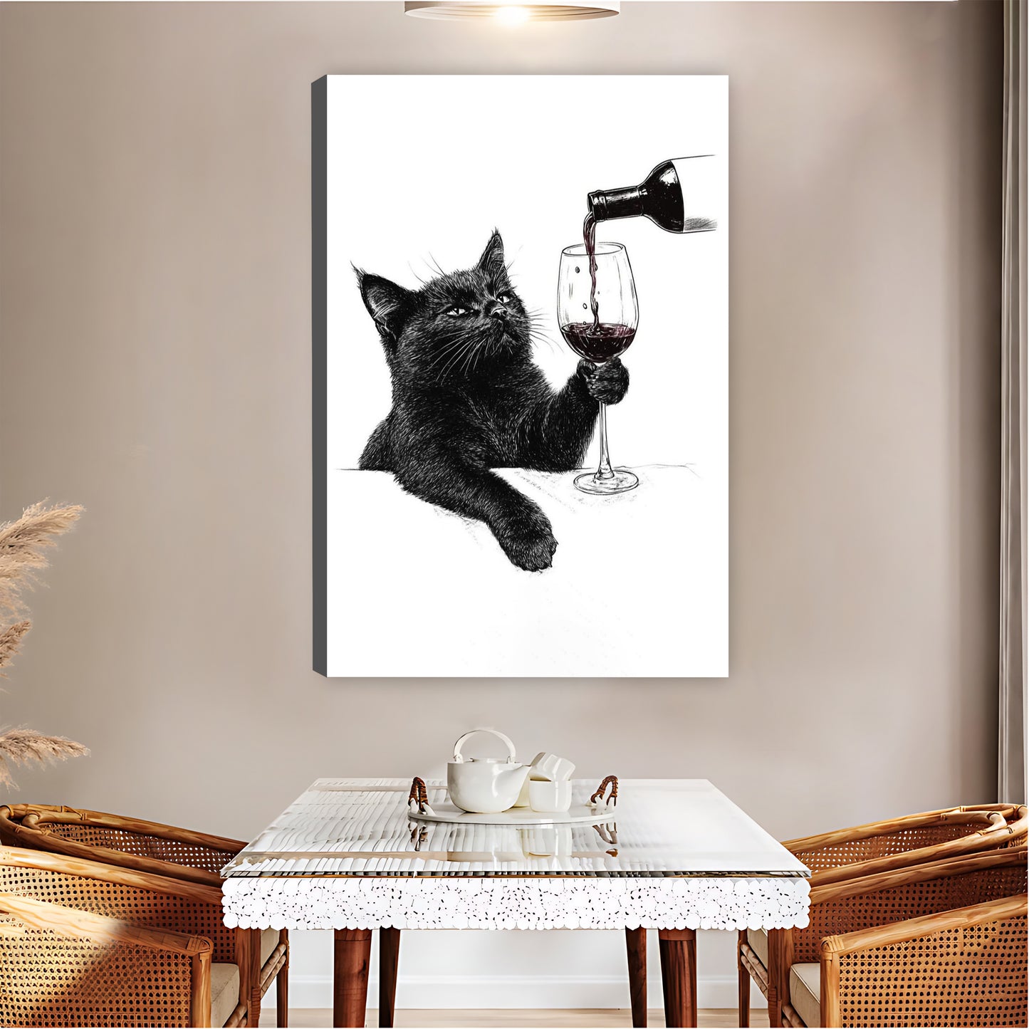 Vogue Black Cat Wine Glass Wall Art| Liberty Signs #L1529