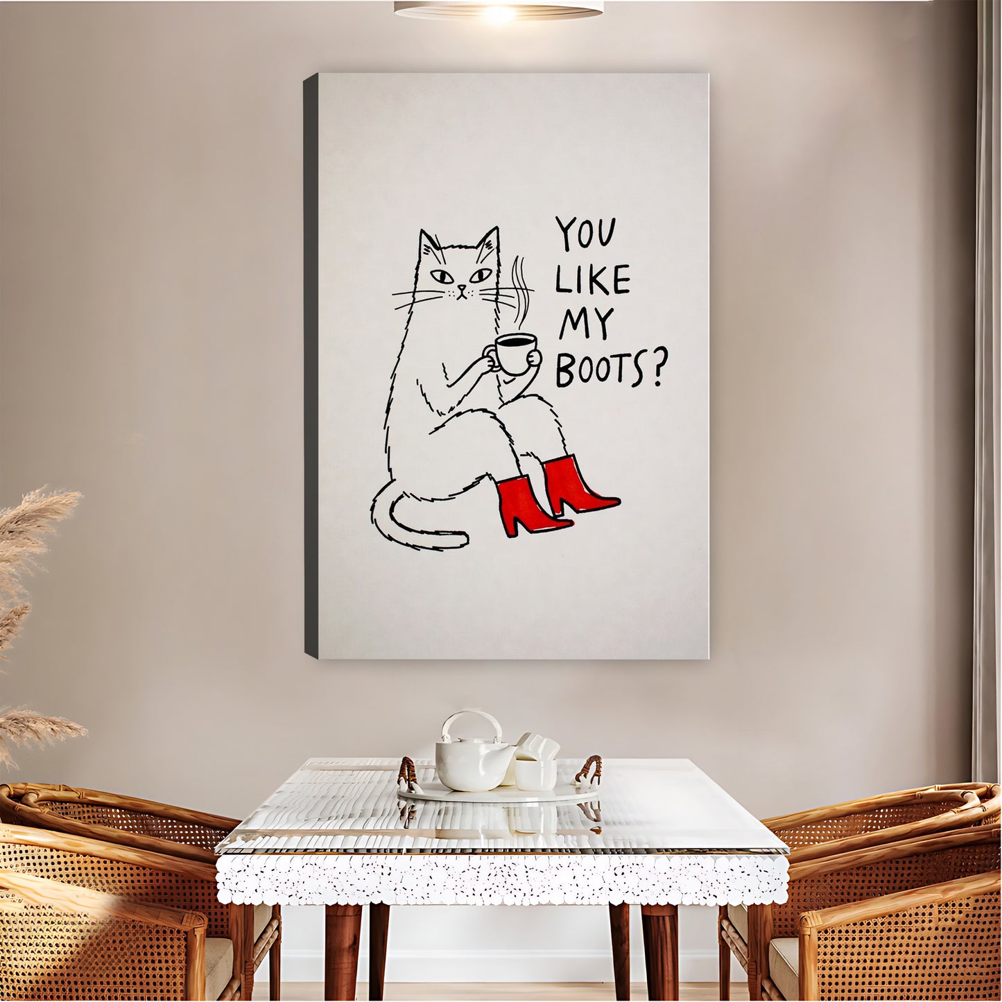 "You Like My Boots?" Cat in Red Boots Funny Wall Art| Liberty Signs #L1504