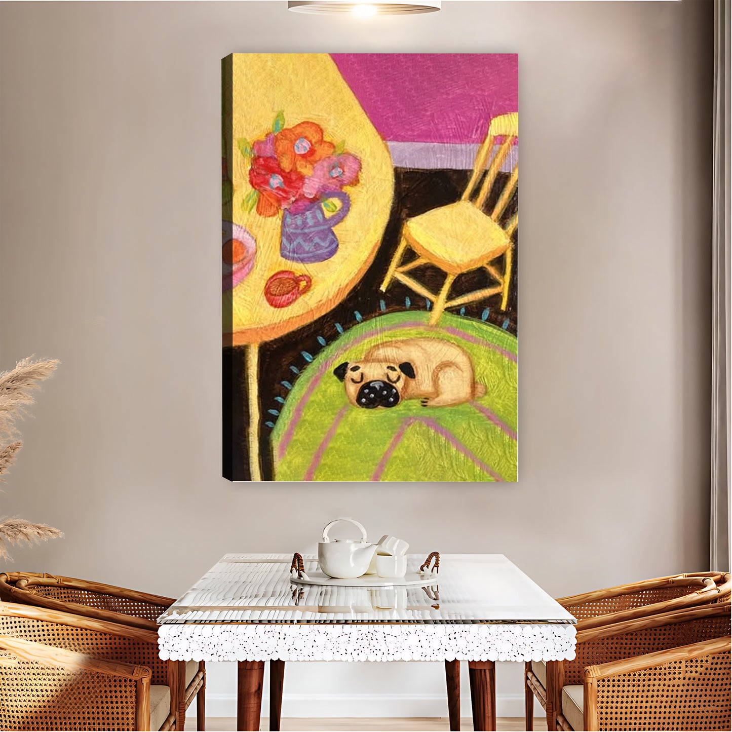 Cozy Sleeping Pug Kitchen Table Wall Art Print| Liberty Signs #L1571