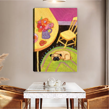 Cozy Sleeping Pug Kitchen Table Wall Art Print| Liberty Signs #L1571