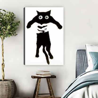 Funny Jumping Black Cat Silhouette Wall Art Print| Liberty Signs #L1591
