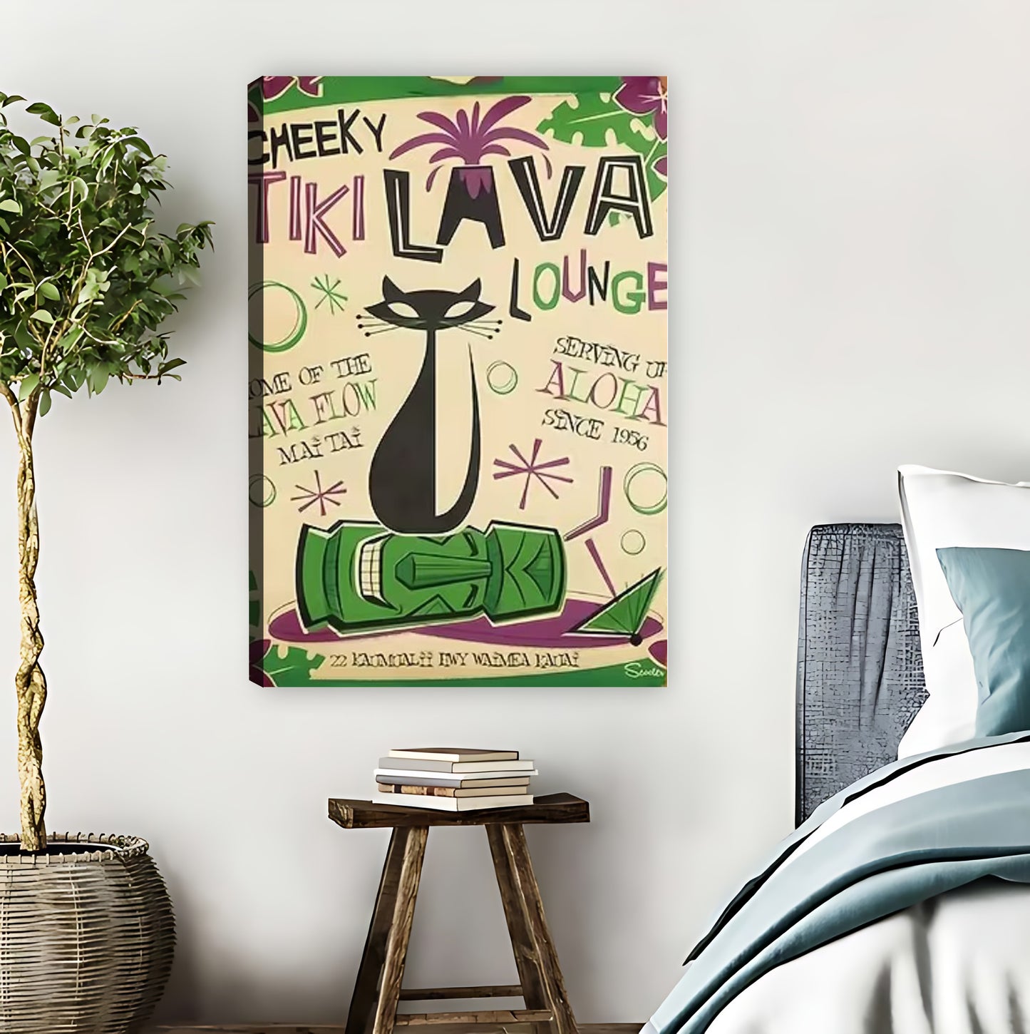Vintage Tiki Cat Lounge Art Print| Liberty Signs #L1625