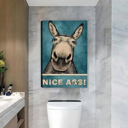 "Nice Ass!" Funny Donkey Portrait Bathroom Wall Art| Liberty Signs #L881