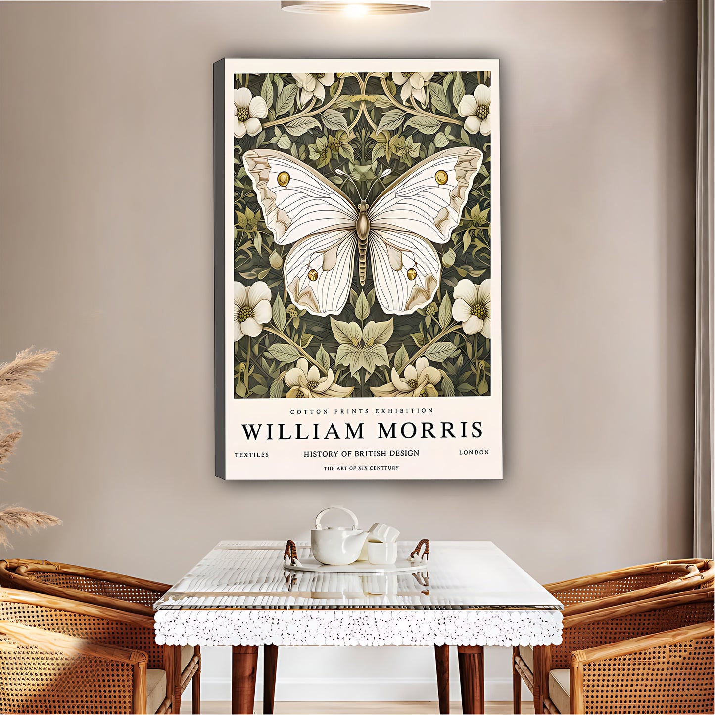 William Morris Vintage Butterfly & Floral Art Print | Botanical Wall Decor|Liberty Signs #L481