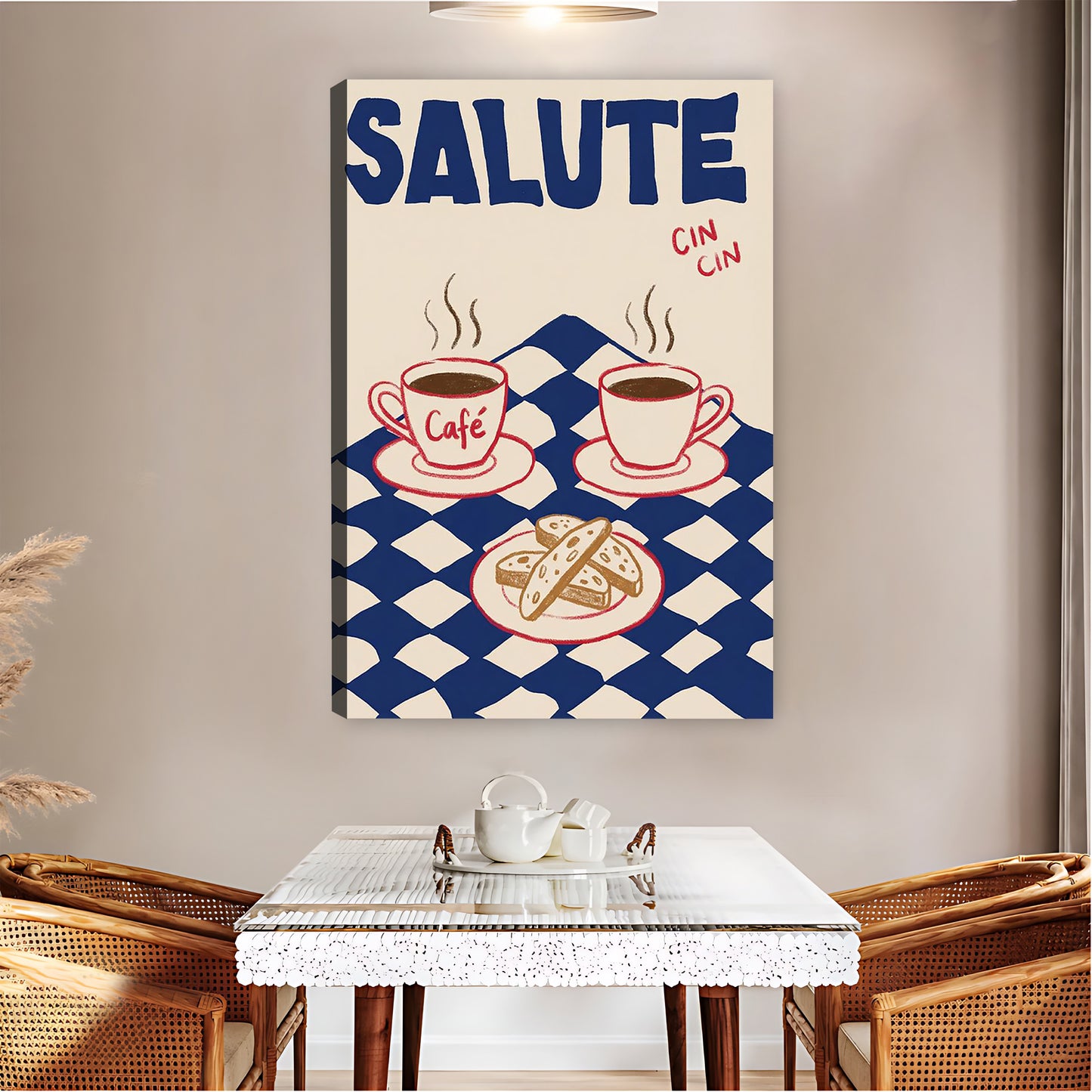 "Salute" Retro Coffee & Croissant Wall Art|Liberty Signs #L835