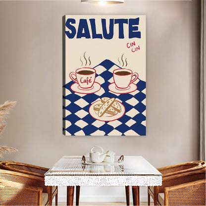 "Salute" Retro Coffee & Croissant Wall Art|Liberty Signs #L835