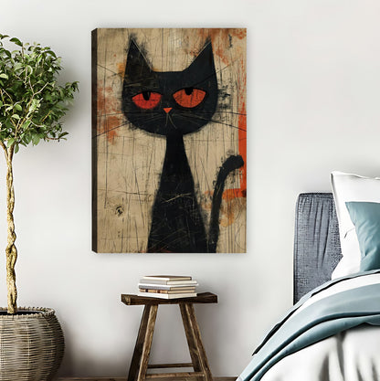 Grumpy Black Cat with Red Eyes Retro Wall Art| Liberty Signs #L1519