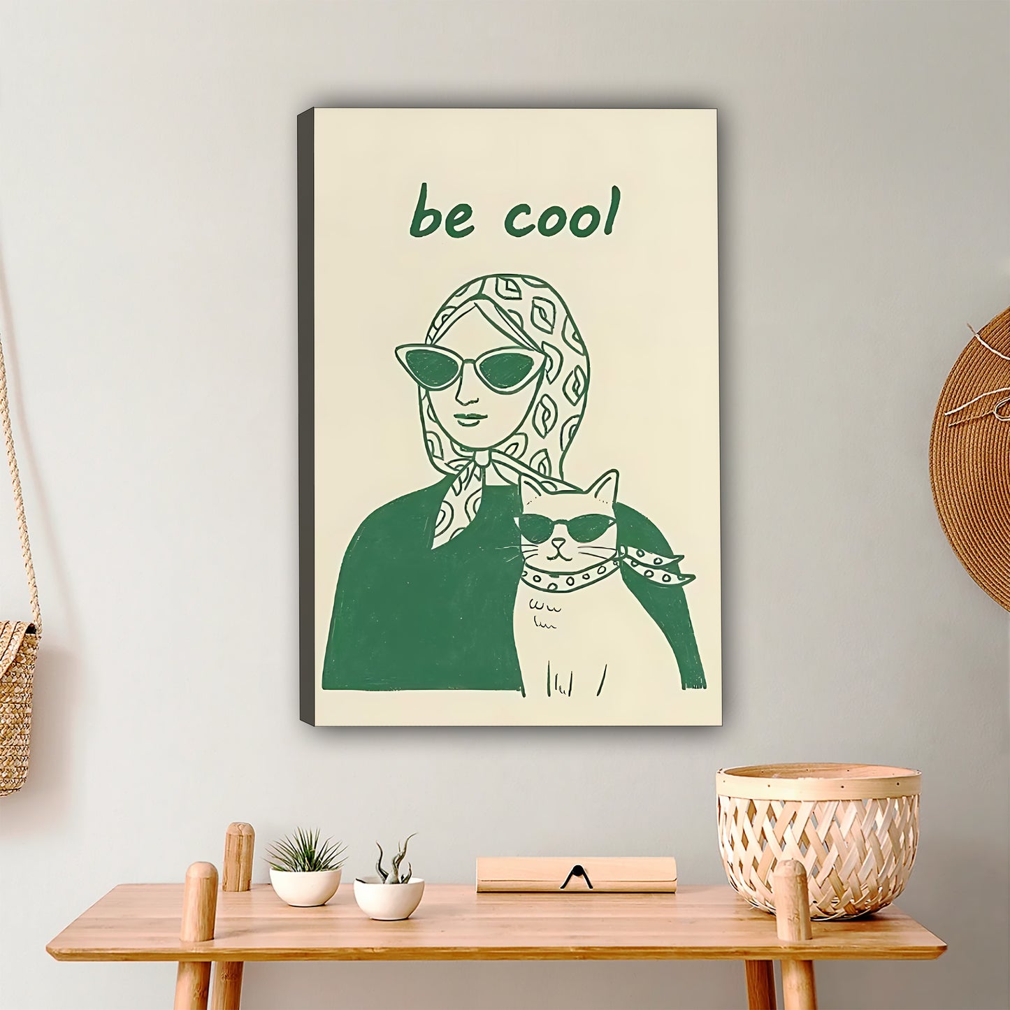 Be Cool Retro Cat & Woman Illustration Print|Liberty Signs #L386