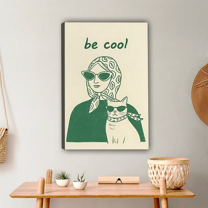 Be Cool Retro Cat & Woman Illustration Print|Liberty Signs #L386