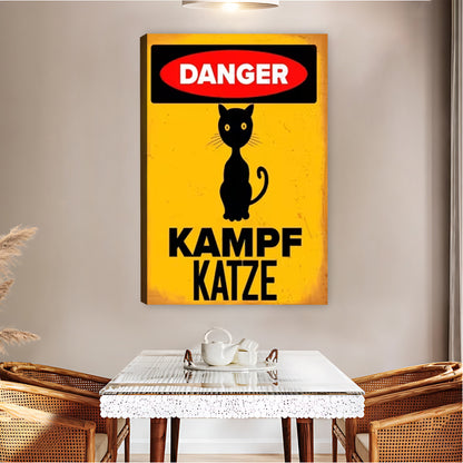 DANGER Kampf Katze Black Cat Warning Sign Art Print| Liberty Signs #L1547