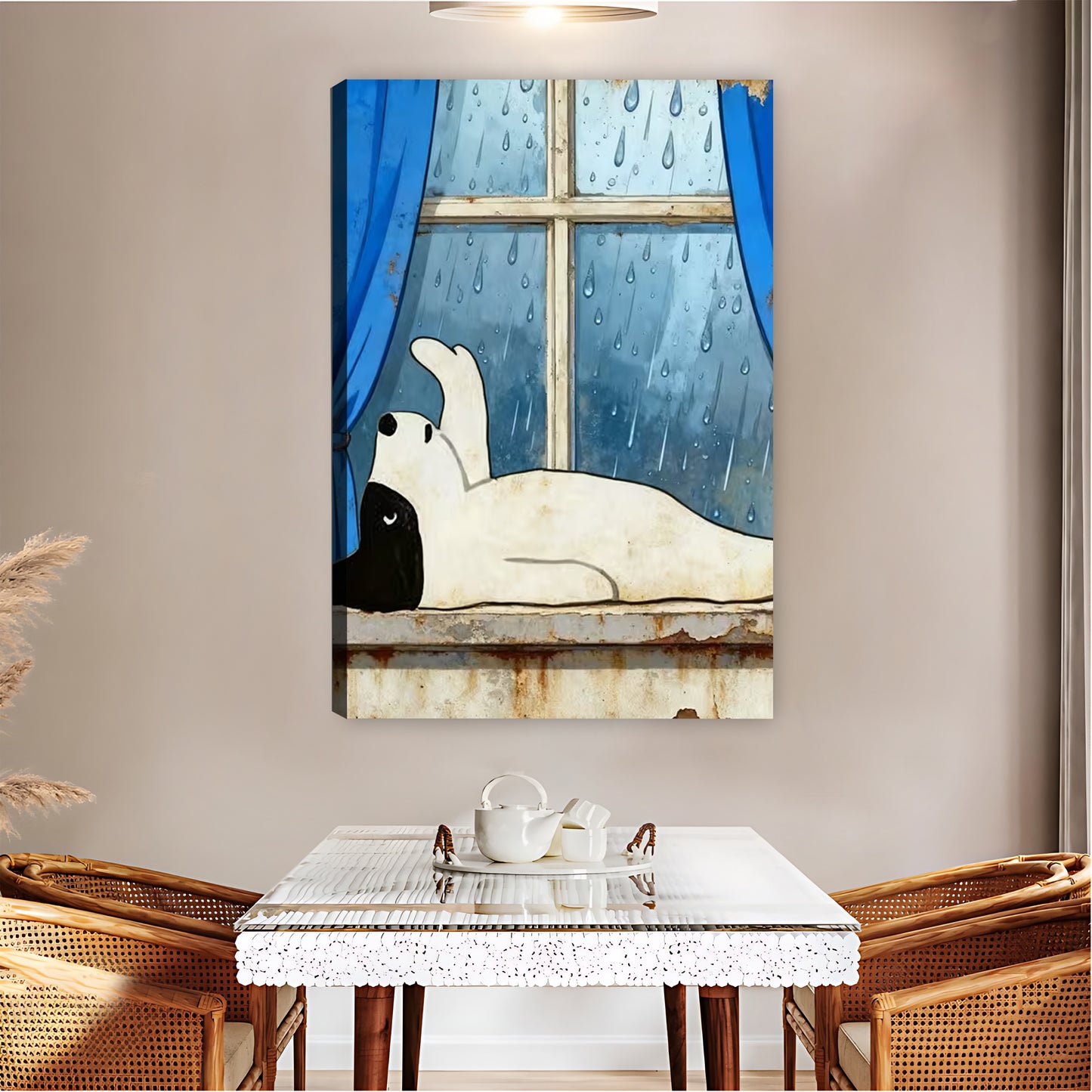 Cozy Cat Napping in Rainy Window Wall Art Print| Liberty Signs #L1597