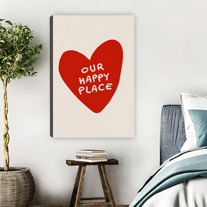 "Our Happy Place" Red Heart Typography Wall Art|Liberty Signs #L809