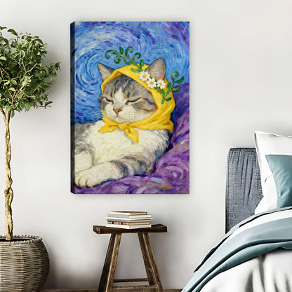 Van Gogh Starry Night Cat Art Print| Liberty Signs #L1535