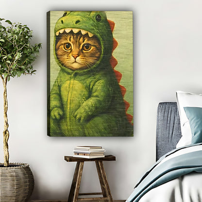 Cat in Dinosaur Costume Funny Vintage Wall Art|Liberty Signs #L553