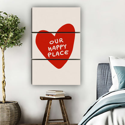 "Our Happy Place" Red Heart Typography Wall Art|Liberty Signs #L809