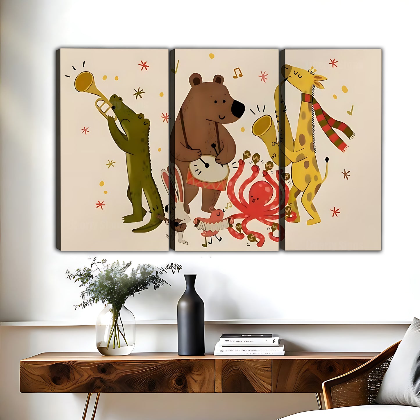 Animal Band Wall Art - Whimsical Nursery Canvas Print|Liberty Signs #L342