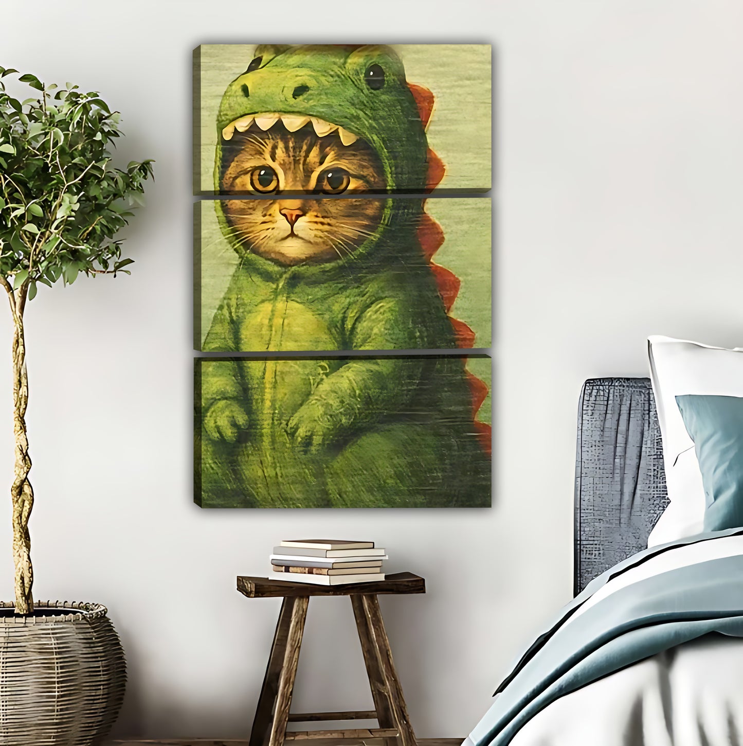 Cat in Dinosaur Costume Funny Vintage Wall Art|Liberty Signs #L553